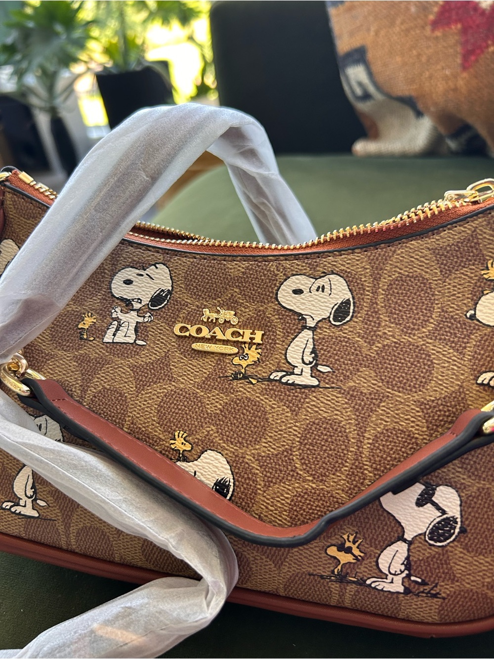 Coach Snoopy Print Mini Shoulder Bag - Brown/Tan